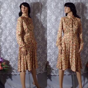 Vintage 70s Top & Skirt Set 1970s Fall Leaves Autumn Boho Chic Retro Size Medium